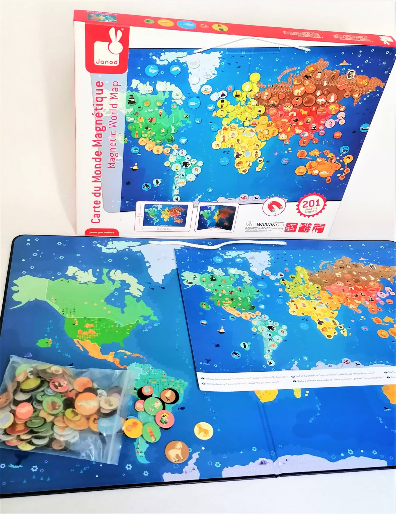 Janod - Carte du Monde magnétique - à partir de 7 ans - Sebio